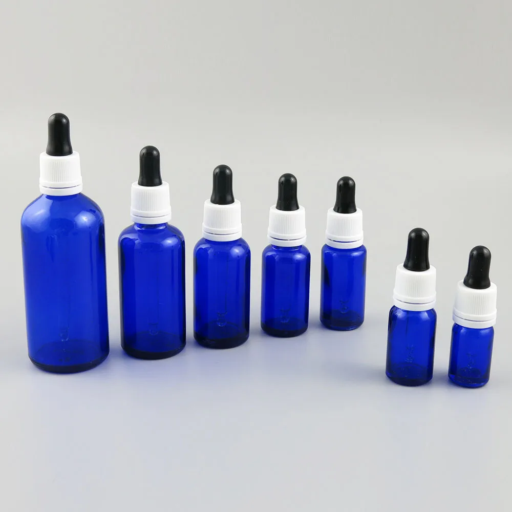 

360 x 5ml 10ml 15ml 20ml 30ml 50ml 100ml Essential Oil Blue Glass Bottle With Dropper For Liquid Reagent Pipette Vial with Lock