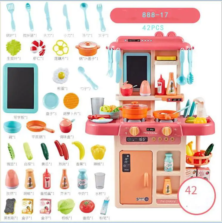 889-167 pink no box Классические ролевые игры, кухонные игрушки, имитирующий светильник шеф-повара, кухонные наборы, Кук, Веселая игра, подарок для девочек, игрушки для девочек, миниатюрная еда - Цвет: 889-167 pink no box