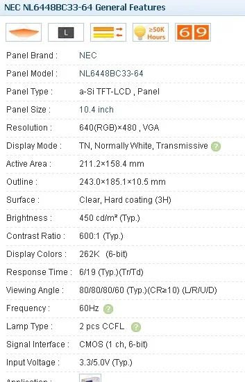 NL6448BC33-64 10 4 дюйма TFT-LCD 640*480. A + класс новые и оригинальные шт. в коробке наличии