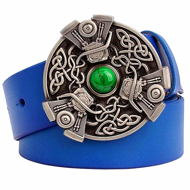 

Fashion women belt Genuine Leather retro Celtic knot design weave belt cowhide leather Blue belt women