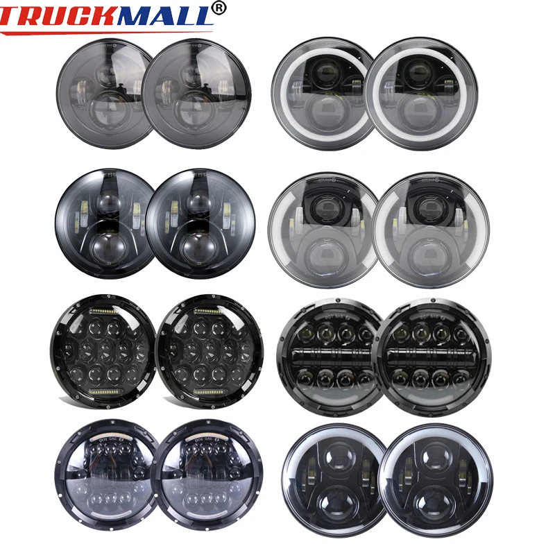 2 шт. для lada niva 7 дюймов фары Hi/Low Beam Halo Angle Eyes DRL Jeep Wrangler Land Rover Defend|Фара авто в сборе| |