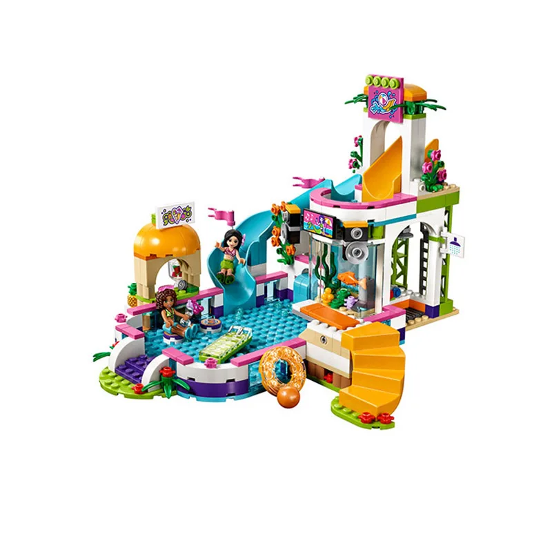 Совместимость Legoe giftse 10611 593 шт. + друзья девушки Heartlake бассейн строительные блоки