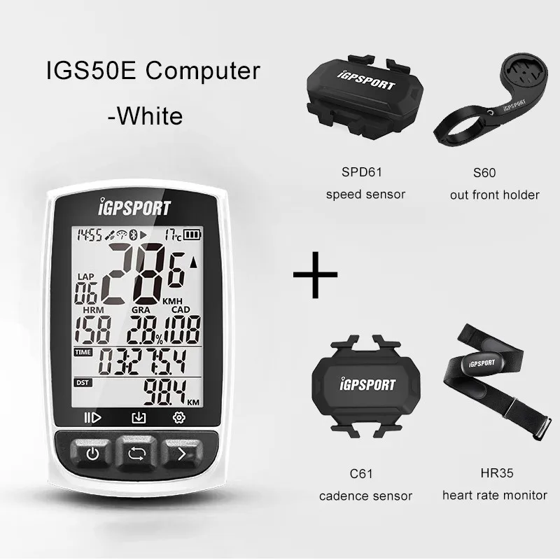 IGS50E White Group8 I gps порт IGS50E велосипедный компьютер ANT+ велосипед gps беспроводной Велосипедный компьютер подсветка IPX6 Водонепроницаемый цифровой Спидометр компьютер - Цвет: IGS50E White Group8