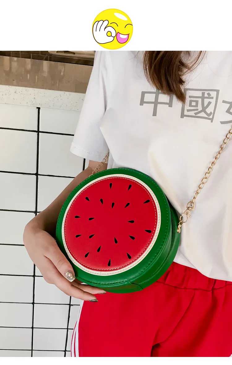 Fun Fashion Fruit Design Peach Watermelon Avocado Pu Leather Ladies Shoulder Bag Tote Crossbody Mini Messenger Bag Flap Handbag