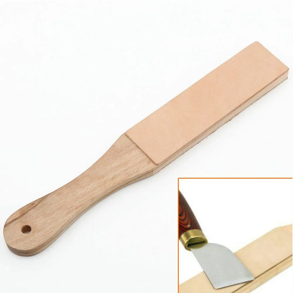 1 шт. DIY деревянная ручка кожа Ножи точильный камень ремень бритвы полировки доска