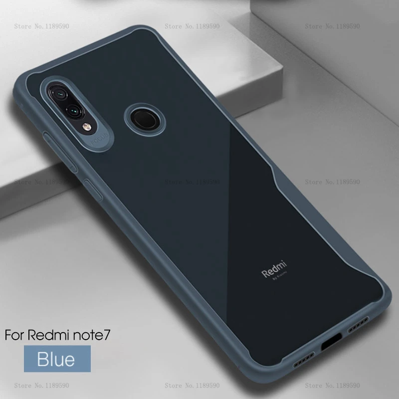Blue Чехол для Xiaomi Redmi Note 7, Силиконовый противоударный чехол для Xiaomi Mi 9 Redmi 7 6 Pro Note 7 6 5 Pro, защитный чехол на заднюю панель, чехлы - Цвет: Blue
