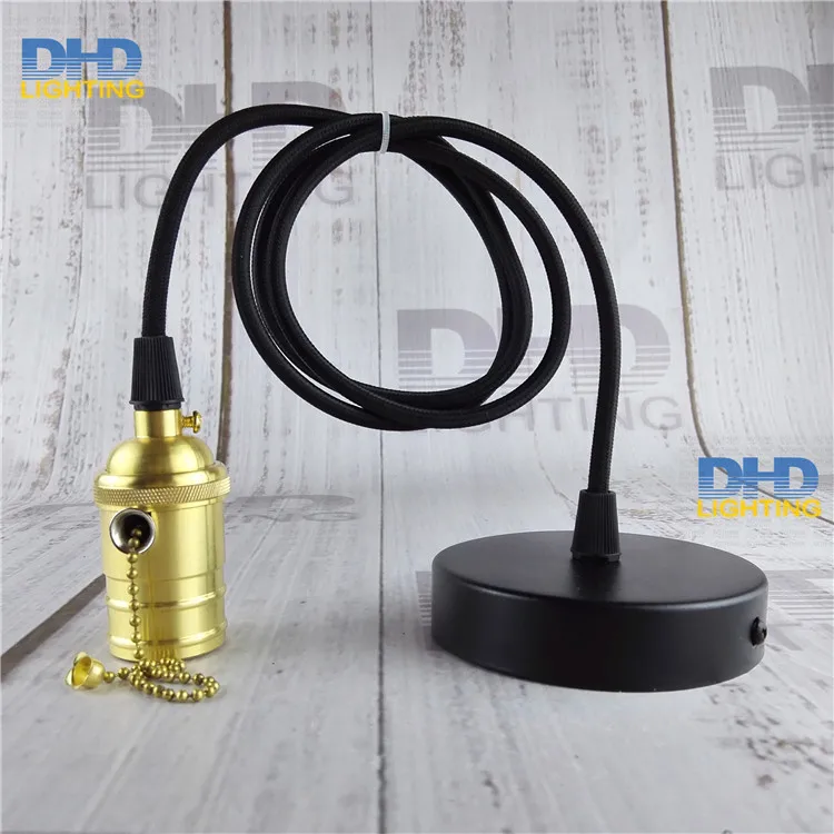 Молния цепи переключатель латунная розетка освещение приспособление Винтаж E27 DIY