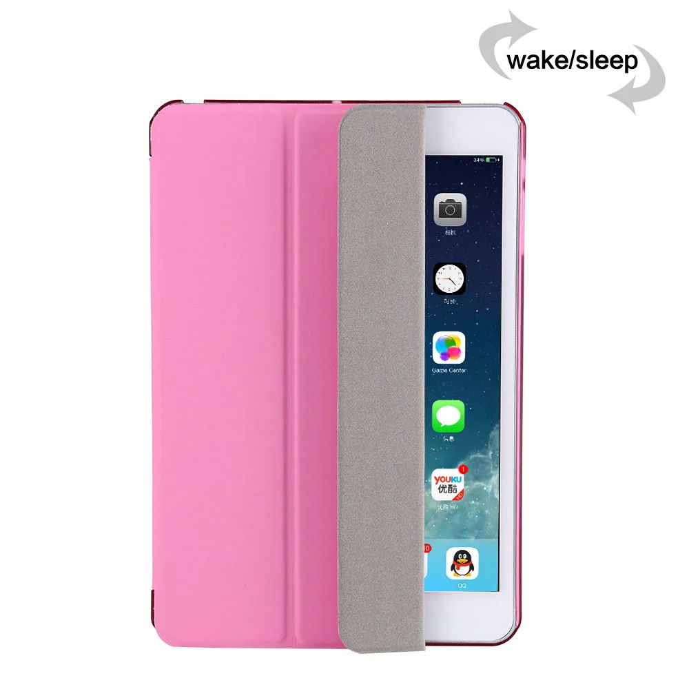 Pink Для Apple, iPad 9,7 дюймов,&, ультра тонкий кожаный чехол для iPad A1822 A1823 A1893 A1954 - Цвет: Pink