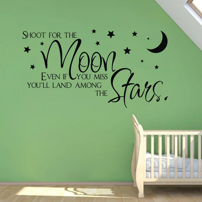 Лидер продаж на ebay shoot for the moon star цитата Наклейка стену для детей декор комнаты