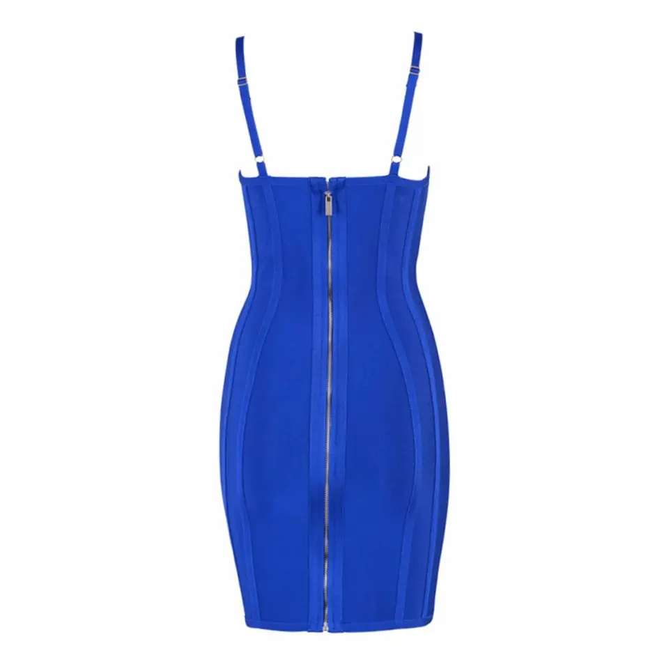 Newest Fashion Celebrity Party Bodycon Bandage Dress Women Blue Spaghetti Strap V-Neck Sexy Night Out Club Vestidos | Женская одежда