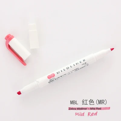 MBL MR 1pcs Kawaii Japanese Zebra Mild Liner Highlighter Pen Fluorescent Double Headed marker Pen Color Mark Pen Cute Stationery - Цвет: MBL MR