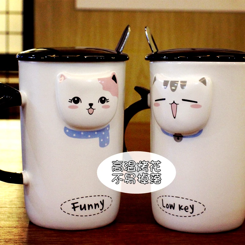 Милая кошка кофейная кружка керамическая таза Гато с ложкой креативная Марка
