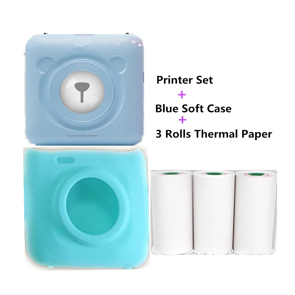 Add Case and Paper GOOJPRT Мини Портативный фотопринтер подарок термоэтикетка Bluetooth принтер Мягкий защитный чехол бесплатное приложение стикер веб-заметки принтер - Цвет: Add Case and Paper