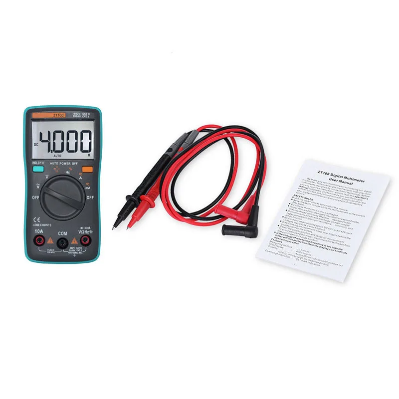 

ZT100 Digital Multimeter 4000 Counts Backlit Display AC/DC Voltage Ammeter Voltmeter Ohm Tester Frequency Diode Meter Tool
