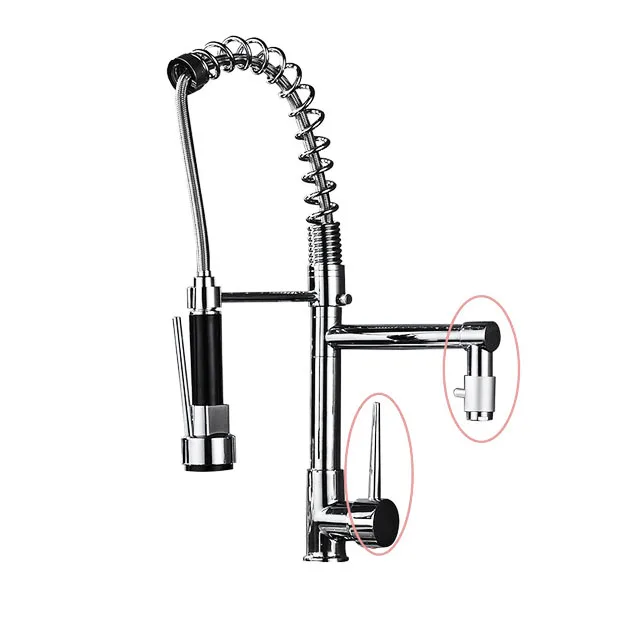 Chrome Faucet A Хромированный кран для кухонной раковины с двойным носиком, пружинный смеситель для кухни, кухонный кран для горячей и холодной воды - Цвет: Chrome Faucet A