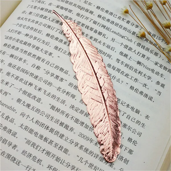 rose gold Креативный серебряный золотой цвет металлическая Закладка-перо Китайский стиль винтажный маркер милый, симпатичный книга школьные маркеры - Цвет: rose gold