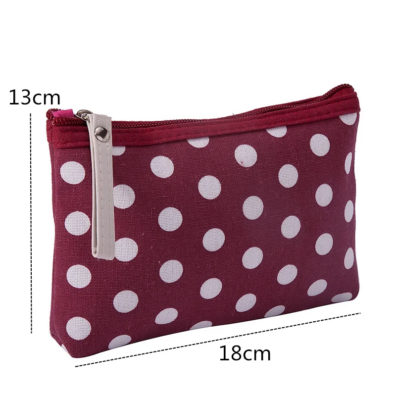 

PURDORED 1 pc Vintage Dot Cosmetic Bag Women Solid Make Up Bag Travel Washing Bag Organizer kosmetyczka necessarie feminina