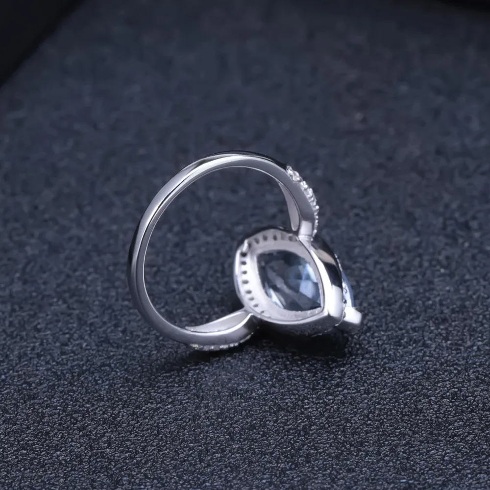 GEM'S балет 4.11Ct маркиза твердый натуральный Iolite синий мистик кварц кольца 925