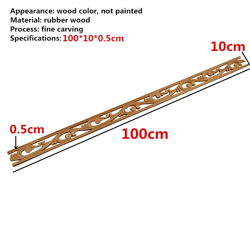 10cmX100cm 10 шт. наклейки из дерева резные подвесные принадлежности Угловые Аппликации Аксессуары миниатюры декоративные линии резьба по дереву домашний декор - Цвет: 10cmX100cm