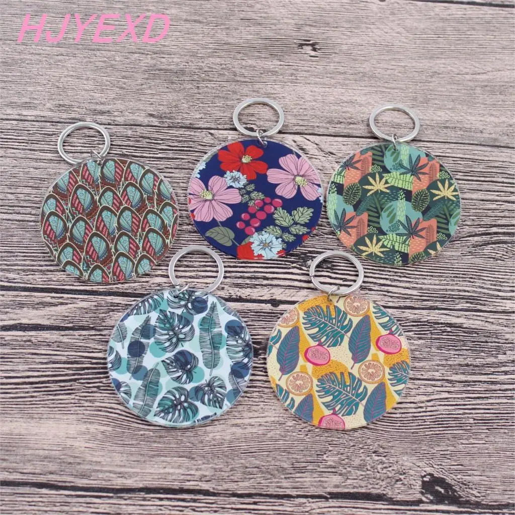 (5pcs/lot) 63.5mm Clear Acrylic Keychains 2.5&quot Circle Flamingo Keychain Monstera Leaf Tower Monogram Gift-KC007 | Украшения и