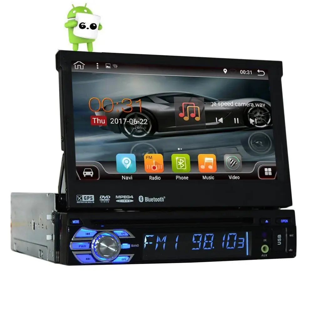 Четырехъядерный Android 6 0 1 Din 7 &quotУниверсальный сенсорный автомобильный dvd плеер с