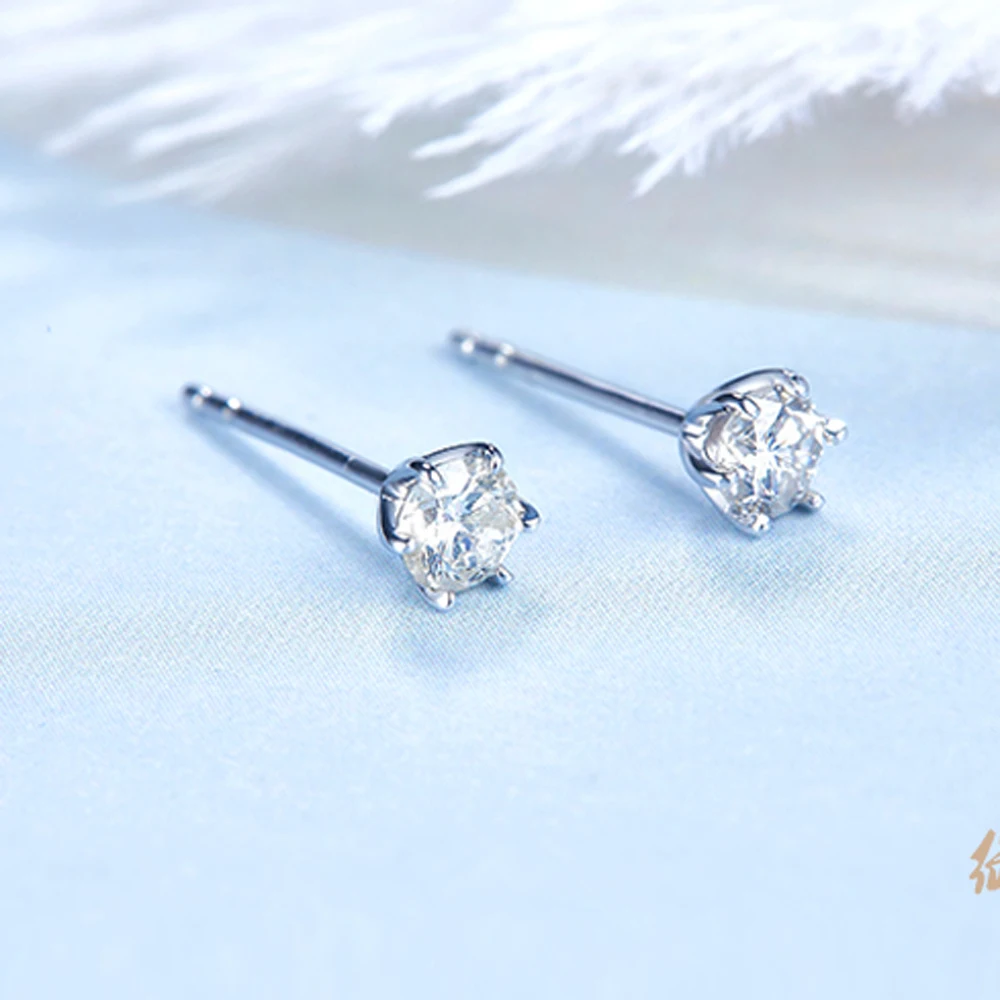 Новые 0.1ct серьги с бриллиантами золотые 18K Роскошные ювелирные изделия для женщин маленький бриллиант два цвета на выбор