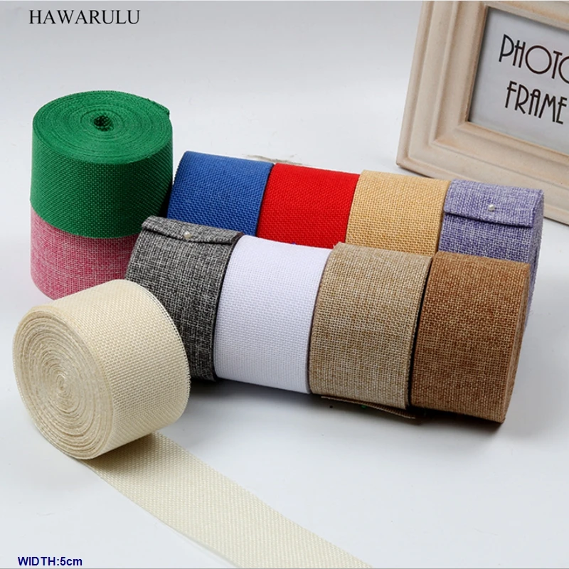 

20pcs 5cm wide handmade DIY Christmas decorations hemp cloth colored woven linen rolls garment wedding accessories packing gift