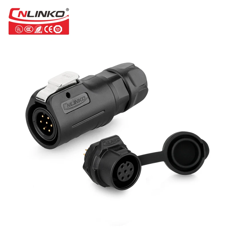 7pin power connector Cnlinko пластиковые M12 2pin 3pin 4pin 5pin 6pin 7pin 8pin Водонепроницаемый Электрический разъем светодиодный освещение Водонепроницаемый разъем - Цвет: 7pin power connector