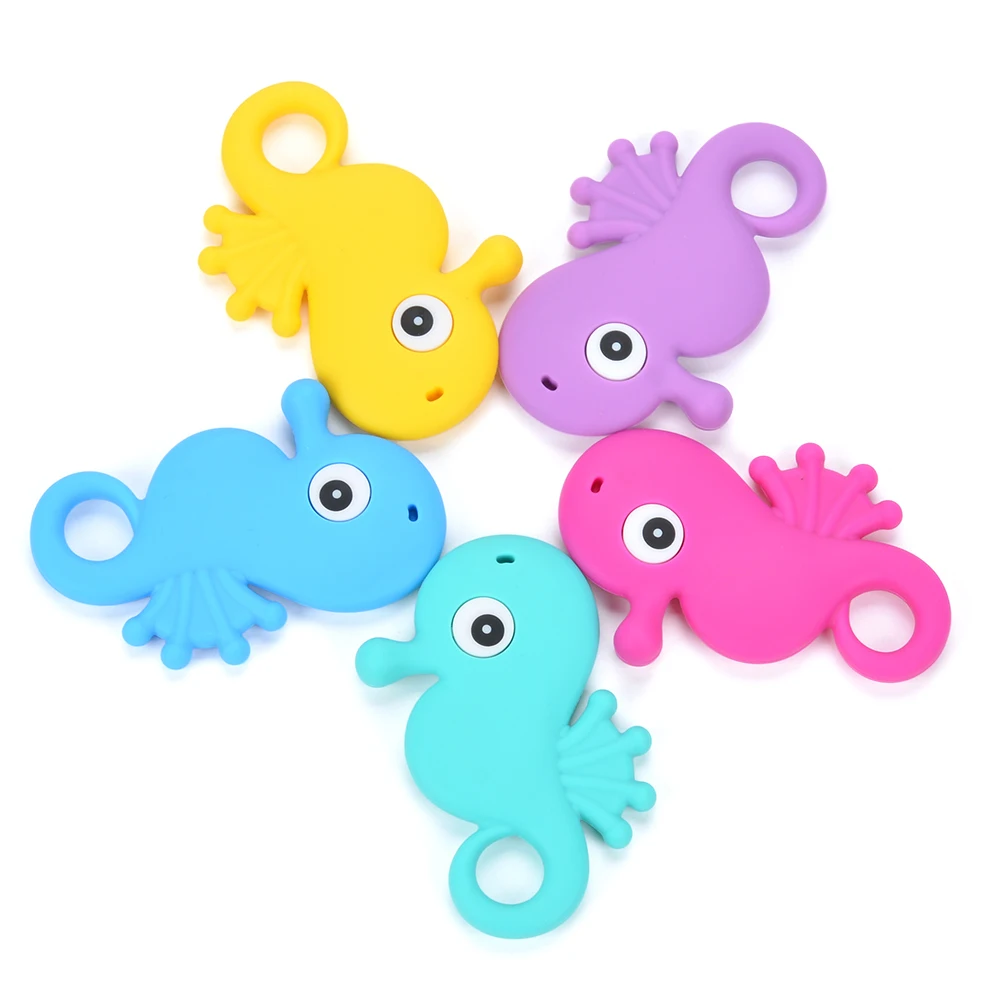 1 шт. силиконовая подвеска Seahorse 5 цветов Прорезыватель для зубов ожерелье без БФА