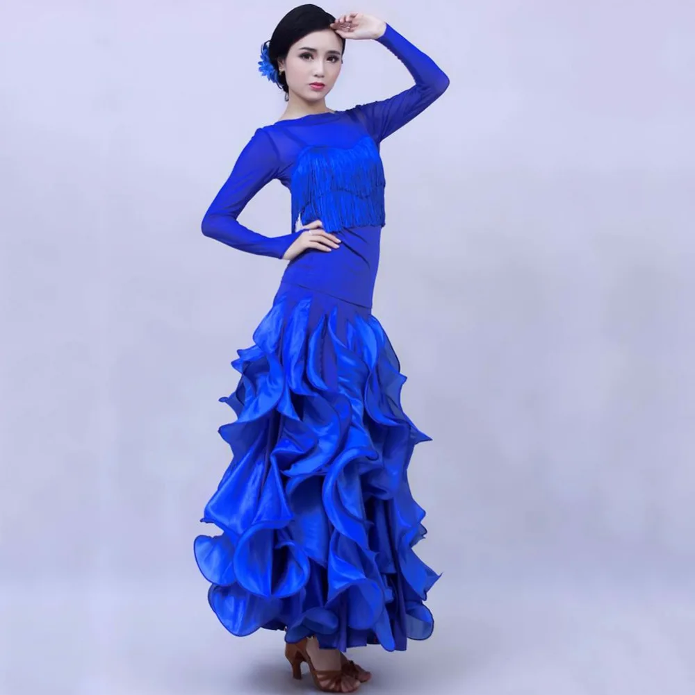 Free Shipping 2018 Lady Ballroom Dancing Skirt More Size Pretty Glossary Fortrajes De Flamenca Female Fluorescent Clothing 5079 |