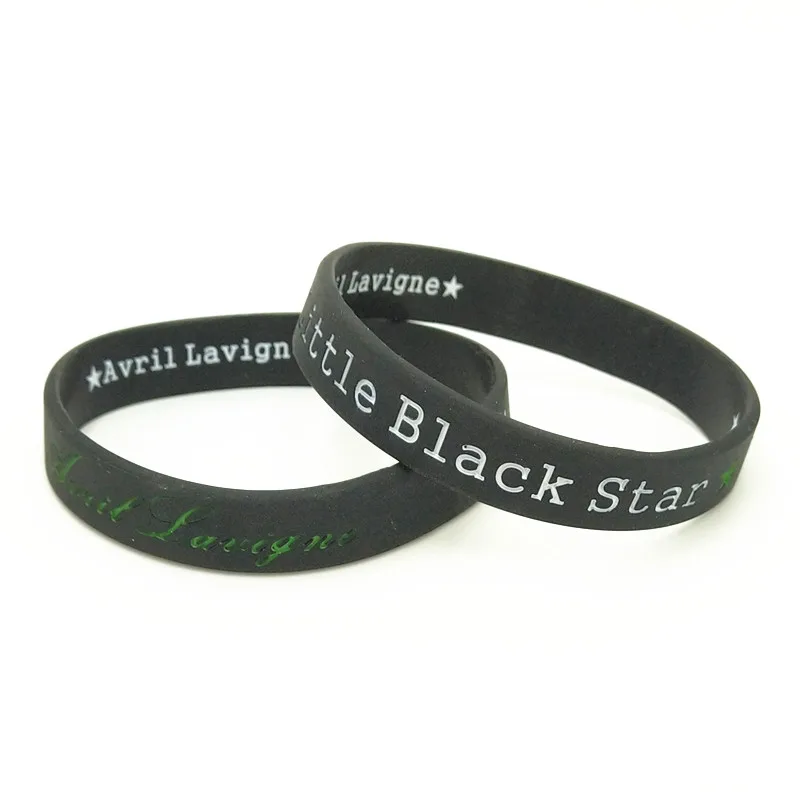 Black 1 шт. новые классные силиконовые браслеты Avril Lavigne для девочек рок-н-ролл музыка маленькая черная звезда модный силиконовый браслет ювелирные изделия SH275 - Окраска металла: Black