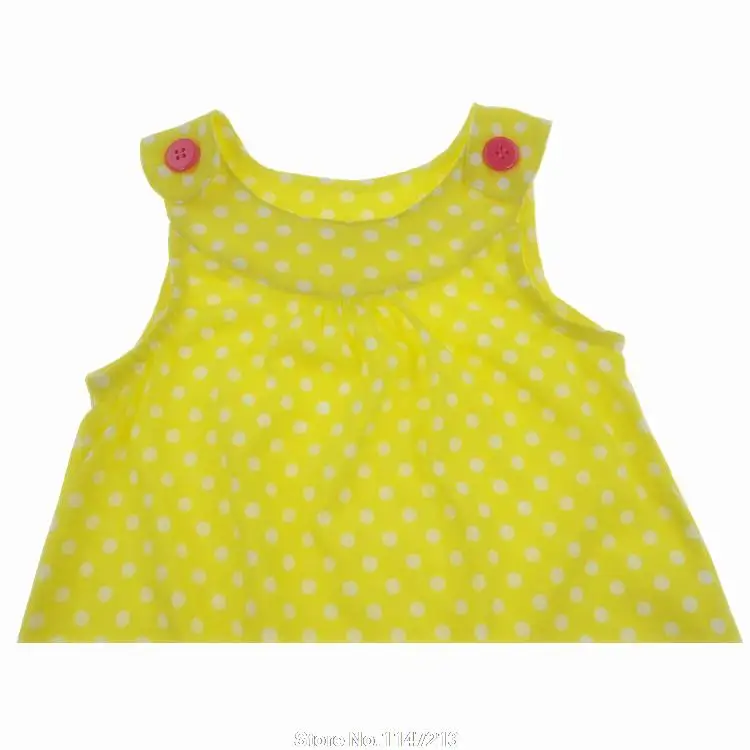 Новый Brand New Baby девушки Лето Dress 100% Хлопок Одежда Точки Младенческой Мультфильм