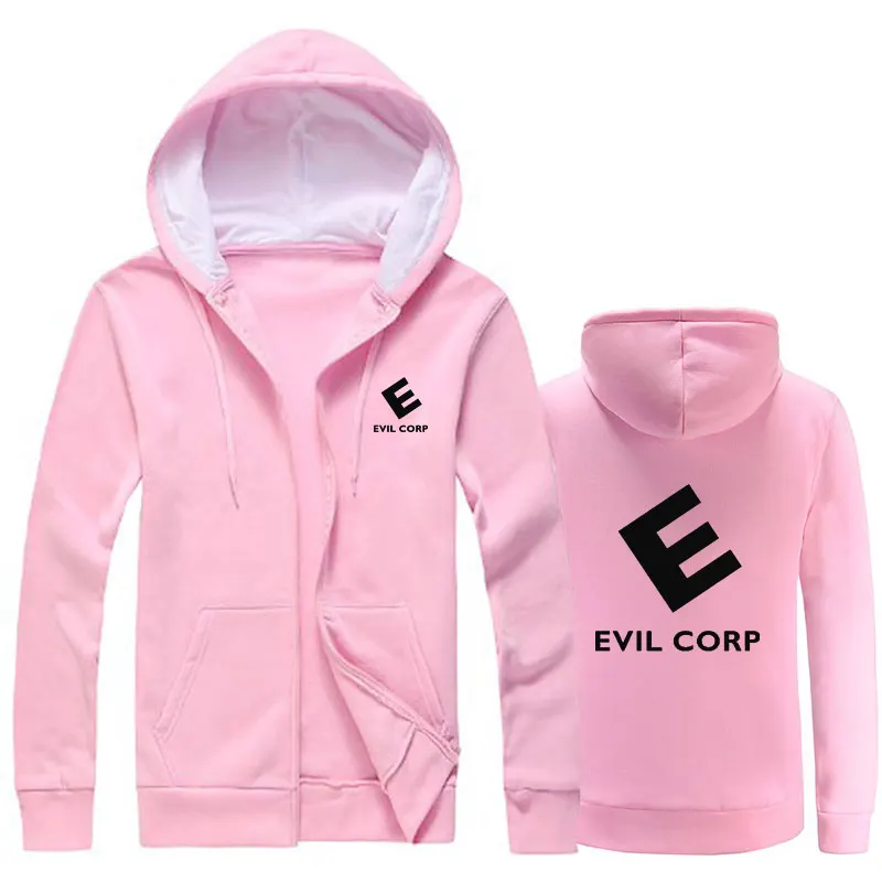 Осень Зима ТВ шоу mr robot evil corp. толстовки с капюшоном Повседневная одежда Черный Серый модная новинка Классическая Толстовка с капюшоном - Цвет: pink black