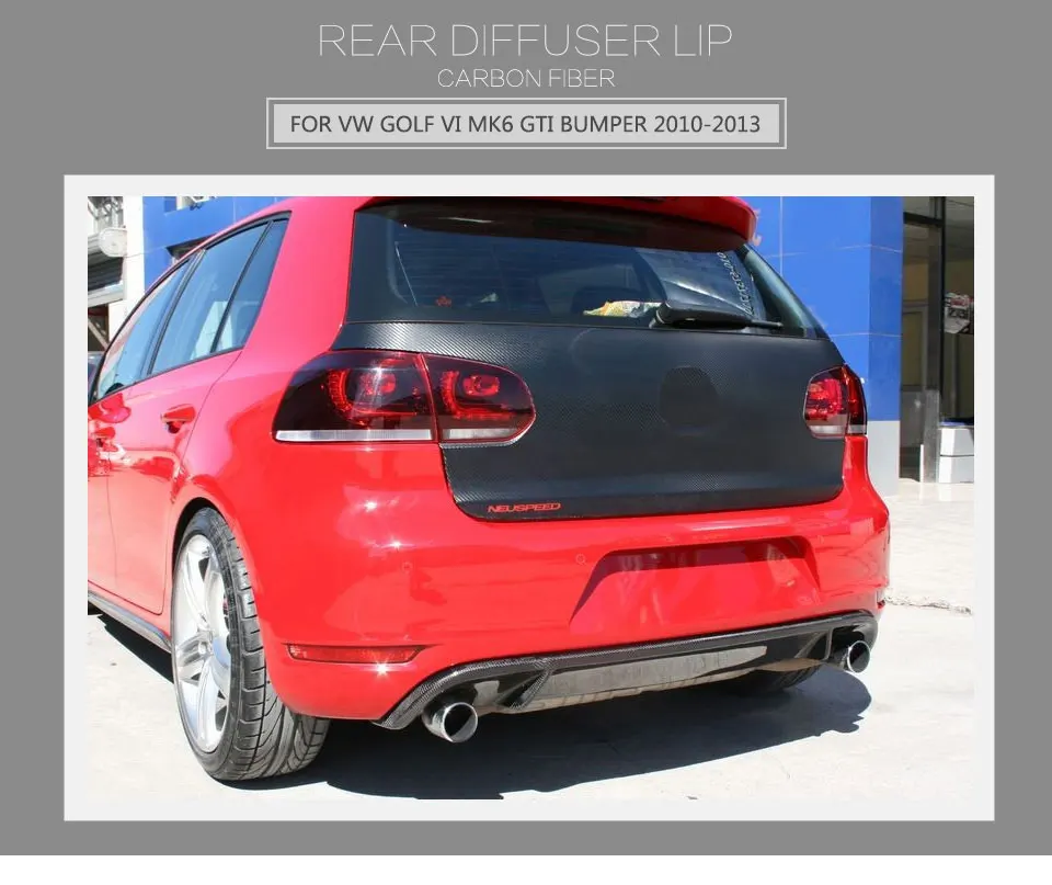 Углеродного волокна диффузор, губа на задний бампер для Volkswagen VW Golf 6 MK6 GTI 2009-2012