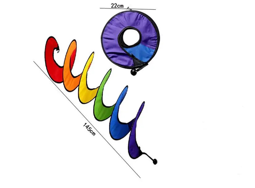値段 屋外レインボースパイラル風車吹き流し庭を飾る耐久性のある回転ポータブル風スピナー着色リボンニット折りたたみ