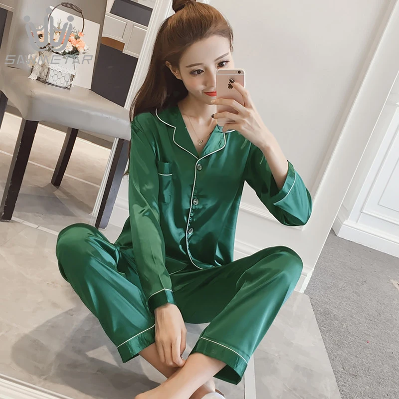 Женский пикантный Шелковый комплект из 2 предметов атласная одежда для сна