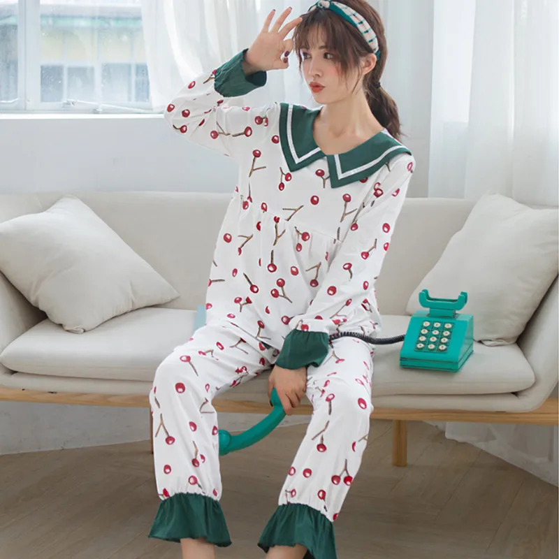Весна 2019 Новая мода месяц одежда маленькая Вишня печать домашний сервис хлопок