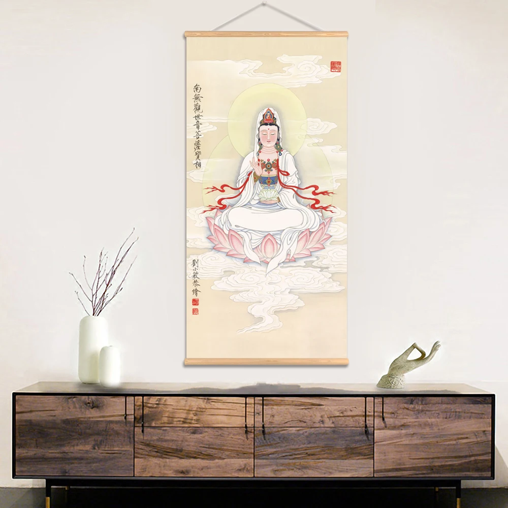 Elysium настенное искусство Avalokitesvara Bodhisattva Thangka Буддизм с прокрутки живопись