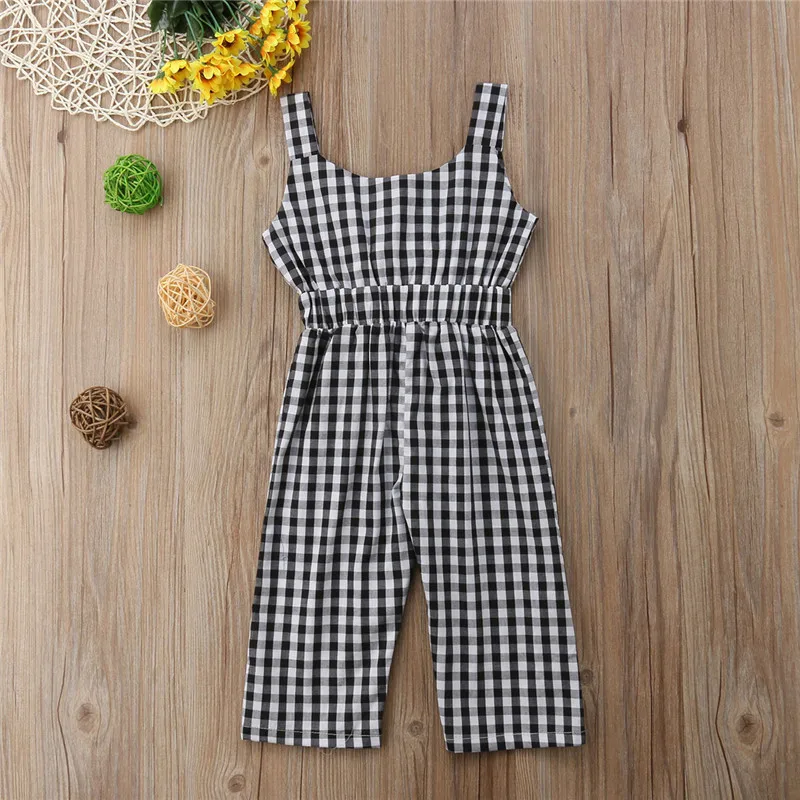 

Belt Kids Clothes Toddler Baby Girl Romper Plaids Jumpsuit Sunsuit Sleeveless Summer Clothes Outfit Children Clothing 0-5T