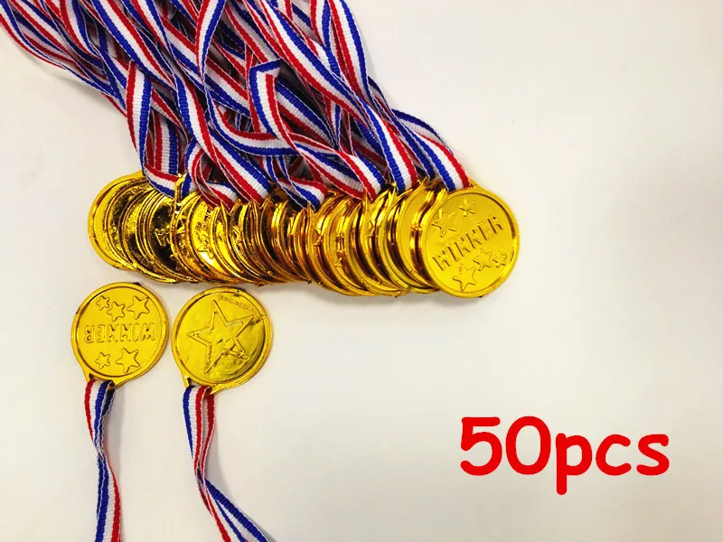 MrY 50 шт. Детские Золотые пластиковые призеры медали спортивные вечерние сумки призовые игрушки для детской вечеринки