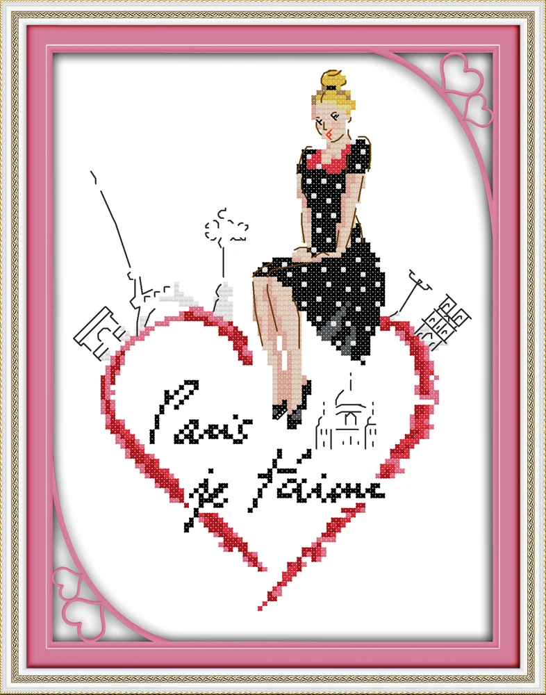 Картина Женская мир Парижа Декор 11 карат рассчитана на холст DMC 14 китайские