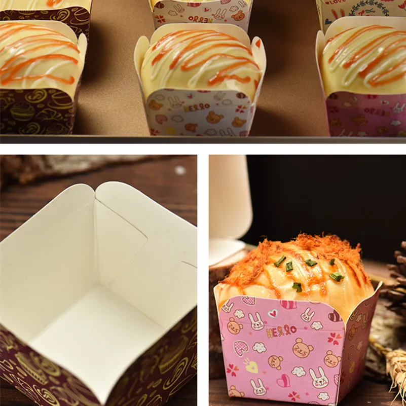 24 шт./лот чашки для торта квадратная чашка Маффин высокотемпературной печи