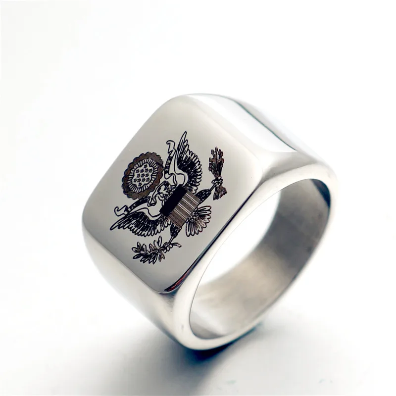 Титановое кольцо для байкеров мужское с гербом США вывеской мужчин