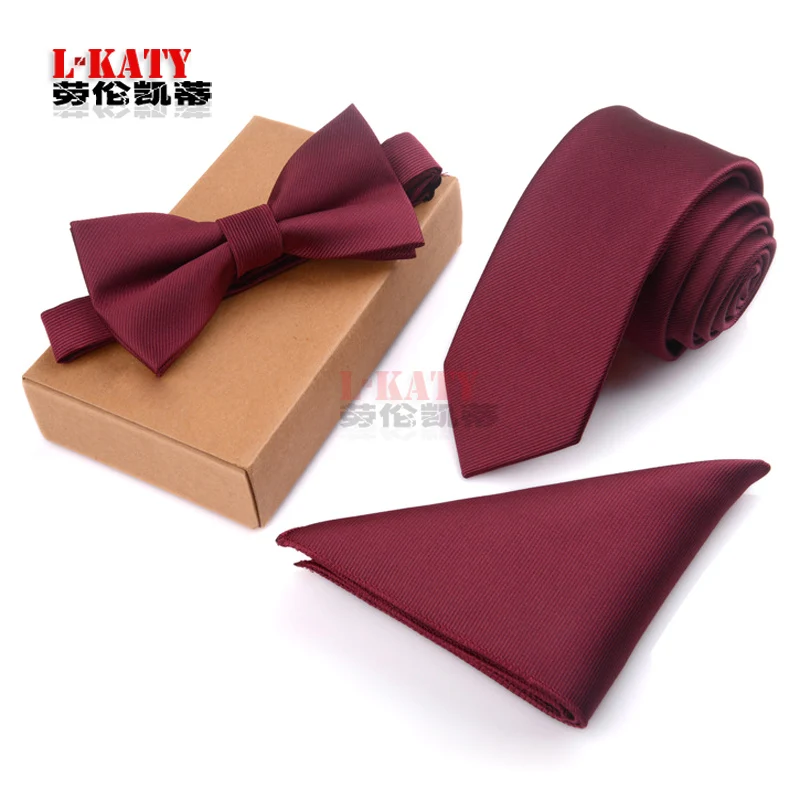 Деловой мужской галстук набор бабочка и платок жаккардовый 3 шт. полиэстер пряжа