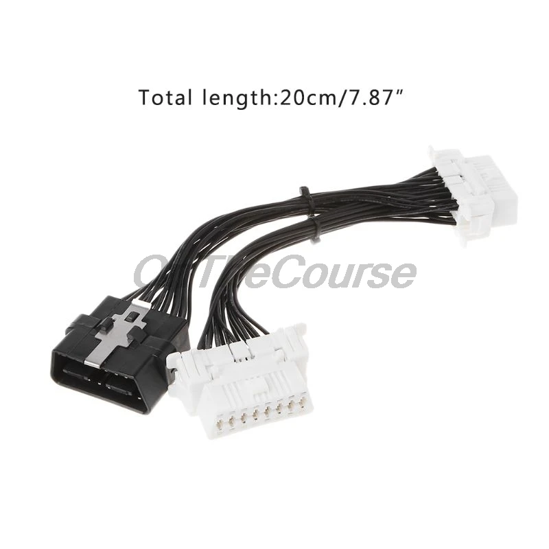 16 pin OBD2 OBD 2 OBDii разветвитель Удлинительный кабель с одним штекером на два разъема Y