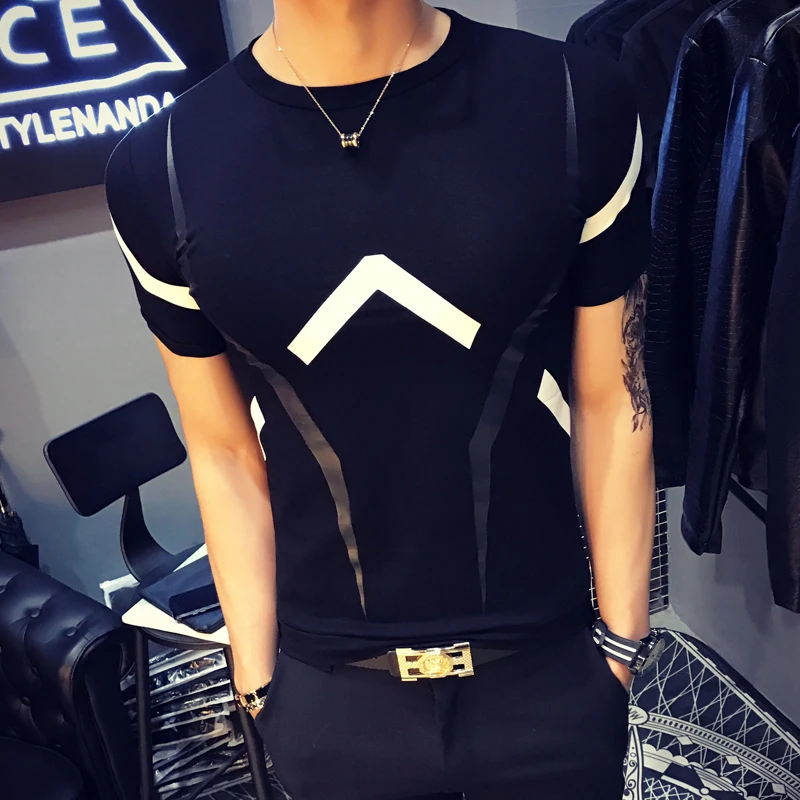 2018 британская облегающая футболка для жесткого парня с геометрическим принтом и