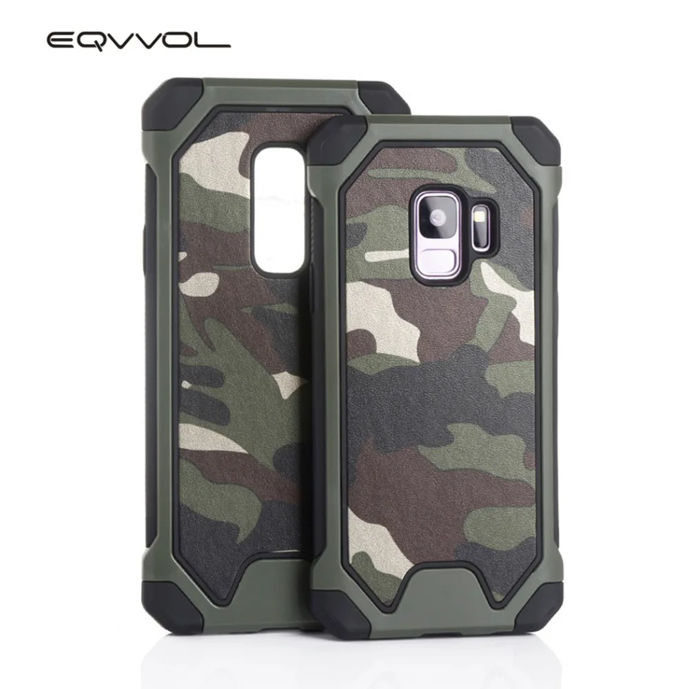 Eqvvol 3 в 1 армейский зеленый камуфляжный чехол для Galaxy S9 S8 Plus S7 S6 Edge S5 Note 8 5 4 мягкий