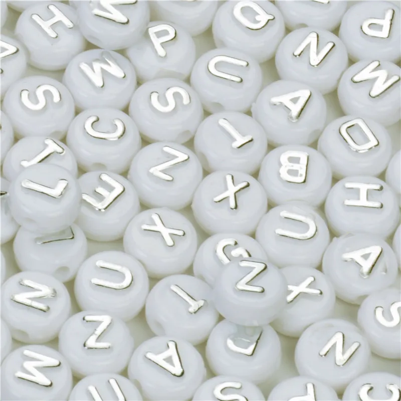 100PCs Random Mixed White Colorful Acrylic Letter Alphabet Beads Cube For Jewelry Making DIY Bracelet &amp Necklace 6x10mm | Украшения и