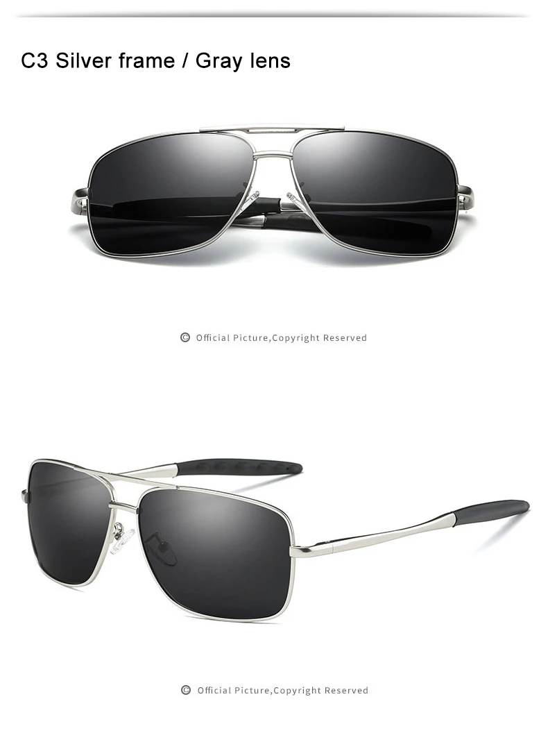 Winla Brand Design Classic Pilot Driving Polarized Sunglasses Men Eyewear Square Metal Frame Vintage Male Oculos UV400 WL8021