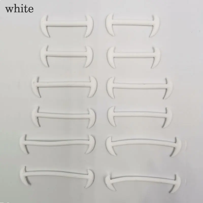White 12 шт./компл. 3 Размеры Для мужчин Для женщин кожаных ботинок резиновые силиконовые шнурки для обуви ленивые шнурки без завязок; эластичные Off White чёрный; коричневый - Цвет: White